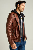 Lebron Men's Leather Jacket | Derimod Lebron Men's Leather Jacket | Derimod