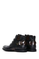 Men's Black Leather Flat Boots | Derimod Men's Black Leather Flat Boots | Derimod