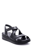 Women's Black Leather Comfort Sandals | Derimod Women's Black Leather Comfort Sandals | Derimod