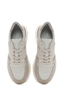Women's Beige Lace-up Leather Sneaker | Derimod Women's Beige Lace-up Leather Sneaker | Derimod