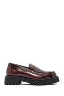 Women's Burgundy Thick-Soled Leather Loafer | Derimod Women's Burgundy Thick-Soled Leather Loafer | Derimod