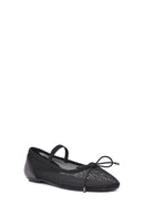 Women's Black Fabric Fishnet Ballerinas | Derimod Women's Black Fabric Fishnet Ballerinas | Derimod