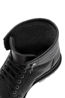Men's Black Lace-Up Leather Combat Boots | Derimod Men's Black Lace-Up Leather Combat Boots | Derimod