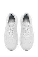 Kadın Beyaz Bağcıklı Kalın Tabanlı Deri Sneaker | Derimod Kadın Beyaz Bağcıklı Kalın Tabanlı Deri Sneaker | Derimod