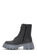 Women's Gray Leather Zippered Boots | Derimod Women's Gray Leather Zippered Boots | Derimod