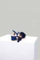 Blue Women's Heeled Sandals with Ankle Strap and Tassels | Derimod Blue Women's Heeled Sandals with Ankle Strap and Tassels | Derimod