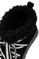 Women's Black Thick-Soled Fur-Lined Leather Boots | Derimod Women's Black Thick-Soled Fur-Lined Leather Boots | Derimod