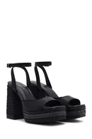 Women's Black Ankle Buckle Platform High Thick Heel Sandals | Derimod Women's Black Ankle Buckle Platform High Thick Heel Sandals | Derimod