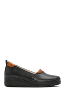 Women's Black Wedge Heel Leather Comfort Loafer | Derimod Women's Black Wedge Heel Leather Comfort Loafer | Derimod