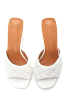 Women's White Quilted Heeled Slippers | Derimod Women's White Quilted Heeled Slippers | Derimod