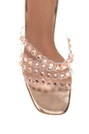 Women's Pink Gold Transparent Stone Heeled Slippers | Derimod Women's Pink Gold Transparent Stone Heeled Slippers | Derimod