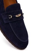 Kadın Lacivert Tokalı Süet Deri Maskülen Loafer | Derimod Kadın Lacivert Tokalı Süet Deri Maskülen Loafer | Derimod