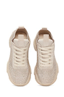 Derimod Zero Women's Beige Laced Stoned Sneakers | Derimod Derimod Zero Women's Beige Laced Stoned Sneakers | Derimod