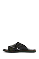 Men's Black Leather Slippers | Derimod Men's Black Leather Slippers | Derimod