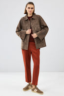 Jennifer Women's Mink Suede Leather Jacket | Derimod Jennifer Women's Mink Suede Leather Jacket | Derimod