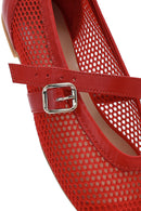 Women's Red Mesh Strappy Ballerinas | Derimod Women's Red Mesh Strappy Ballerinas | Derimod