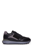 Women's Black Suede Detailed Leather Sneaker | Derimod Women's Black Suede Detailed Leather Sneaker | Derimod