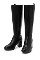 Women's Black Thick Heeled Zippered Boots | Derimod Women's Black Thick Heeled Zippered Boots | Derimod