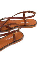 Women's Brown Buckle Thong Leather Bodrum Sandals | Derimod Women's Brown Buckle Thong Leather Bodrum Sandals | Derimod