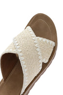 Women's Beige Thick Soled Straw Slippers | Derimod Women's Beige Thick Soled Straw Slippers | Derimod