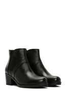Women's Black Thick Heeled Zippered Leather Boots | Derimod Women's Black Thick Heeled Zippered Leather Boots | Derimod