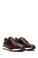Erkek Kahverengi Deri Desenli Sneaker | Derimod Erkek Kahverengi Deri Desenli Sneaker | Derimod
