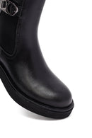 Woman Black Thick Sole Leather Chelsea Boots | Derimod Woman Black Thick Sole Leather Chelsea Boots | Derimod