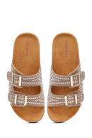 Women's Gold Stone Slippers | Derimod Women's Gold Stone Slippers | Derimod
