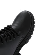 Women's Black Lace-Up Zipper Detailed Combat Boots | Derimod Women's Black Lace-Up Zipper Detailed Combat Boots | Derimod