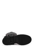 Kadın Siyah Deri Biker Çizme | Derimod Kadın Siyah Deri Biker Çizme | Derimod