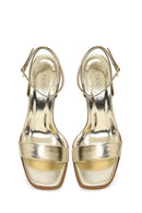 Women's Gold Ankle Buckle Thin Heel Metallic Sandals | Derimod Women's Gold Ankle Buckle Thin Heel Metallic Sandals | Derimod