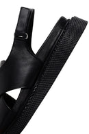 Women's Black Strappy Leather Comfort Sandals | Derimod Women's Black Strappy Leather Comfort Sandals | Derimod