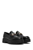Women's Black Buckle Detailed Thick-Soled Leather Masculine Loafer | Derimod Women's Black Buckle Detailed Thick-Soled Leather Masculine Loafer | Derimod