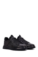 Erkek Siyah Bağcıklı Deri Casual Sneaker | Derimod Erkek Siyah Bağcıklı Deri Casual Sneaker | Derimod