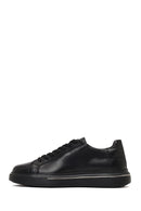 Men's Black Lace-Up Thick-Soled Leather Sneaker | Derimod Men's Black Lace-Up Thick-Soled Leather Sneaker | Derimod