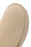 Women's Cream Short Suede Boots | Derimod Women's Cream Short Suede Boots | Derimod