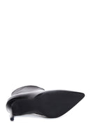 Women's Black Leather Thin High Heeled Bootie | Derimod Women's Black Leather Thin High Heeled Bootie | Derimod