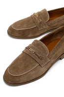 Kadın Vizon Tokalı Süet Deri Maskülen Loafer | Derimod Kadın Vizon Tokalı Süet Deri Maskülen Loafer | Derimod