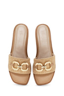 Women's Beige Straw Slippers | Derimod Women's Beige Straw Slippers | Derimod