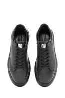 Erkek Siyah Bağcıklı Kalın Tabanlı Deri Sneaker | Derimod Erkek Siyah Bağcıklı Kalın Tabanlı Deri Sneaker | Derimod