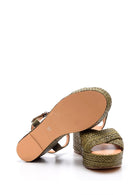 Women's Wedge Heeled Straw Sandals | Derimod Women's Wedge Heeled Straw Sandals | Derimod