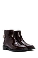 Women's Burgundy Zippered Patent Leather Boots | Derimod Women's Burgundy Zippered Patent Leather Boots | Derimod