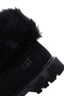 Caterpillar Women's Black Utah Fur Nubuck Leather Lace-up Boots | Derimod Caterpillar Women's Black Utah Fur Nubuck Leather Lace-up Boots | Derimod