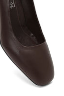 Derimod Flex Women Brown Thick Heeled Leather Shoes | Derimod Derimod Flex Women Brown Thick Heeled Leather Shoes | Derimod