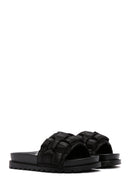 Women's Black Knitted Detailed Jelly Slippers | Derimod Women's Black Knitted Detailed Jelly Slippers | Derimod