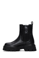 Women's Black Thick Soled Chelsea Leather Flat Boots | Derimod Women's Black Thick Soled Chelsea Leather Flat Boots | Derimod
