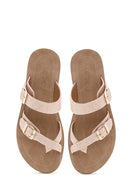 Women's Pink Double Buckled Stoned Slippers | Derimod Women's Pink Double Buckled Stoned Slippers | Derimod