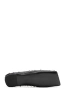 Women's Black Stone Detailed Leather Ballerinas | Derimod Women's Black Stone Detailed Leather Ballerinas | Derimod