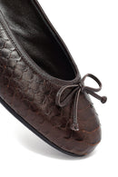 Woman Brown Patterned Leather Babet | Derimod Woman Brown Patterned Leather Babet | Derimod