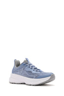 Kadın Mavi Bağcıklı Kalın Tabanlı Kumaş Sneaker | Derimod Kadın Mavi Bağcıklı Kalın Tabanlı Kumaş Sneaker | Derimod